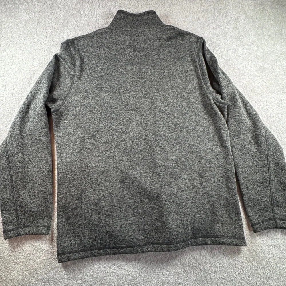 Eddie Bauer Mens Large Gray Marled Fleece Quarter Snap Pullover Sweater Jacket